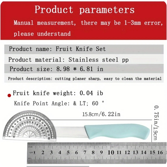 3pcs Kitchen Fruit Knife Set With Cutting Board, Peeler & Paring Knife new blue - Picture 11 of 15